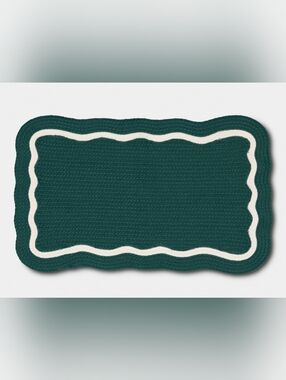Threshold Teal Kitchen Rug with Cream Border